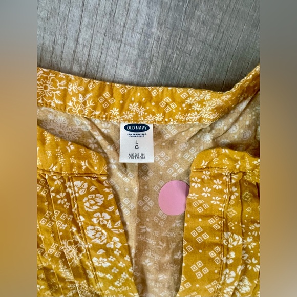 OLD NAVY | Sunflower Yellow Floral Tunic Mini Long Sleeve Dress (L) - Picture 4 of 7